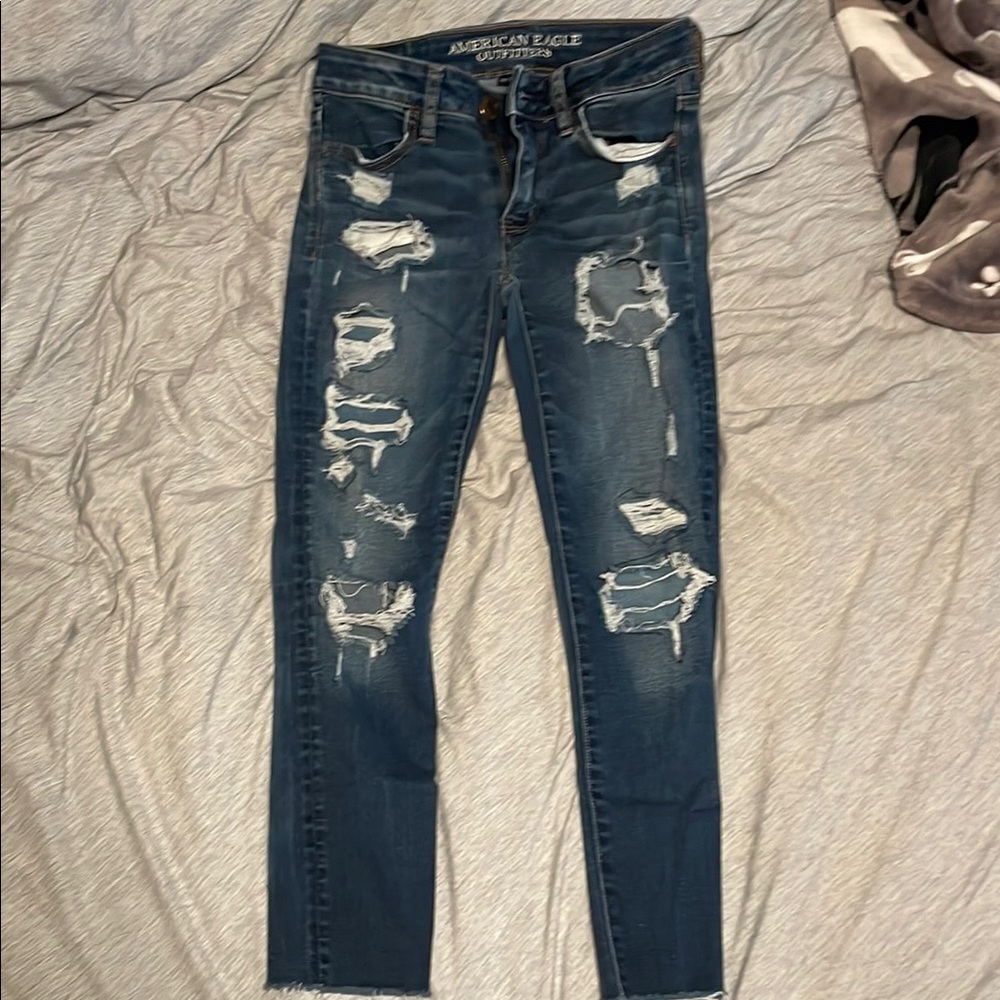 American Eagle Outfitters Crop Distressed Skinny Jeans